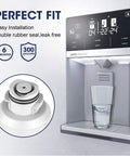Fridge Water Filter Replacement for Samsung DA29-00020B, dispenser with glass and filter detail, NSF ANSI 53 certified