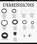 Sixteen Piece Hydraulic Jack Seal Kit For Three Ton Floor Jacks With O Ring Seals And Oil Plug dimensions chart