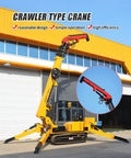 Killer Heavy Duty Hydraulic Crawler Crane With Telescopic Boom And Fly Jib in operational setting with stabilizing legs and rubber tracks.