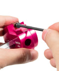 Four Piece Pipe Reamer Kit For PVC CPVC And ABS Fittings Includes 1.5 2 3 And 4 Inch Reamers, close-up of reamer being adjusted