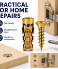 6 By 14 Mm Short Expansion Screw Set For Cabinet Hinges Repair Kit with screws, anchor, and cabinet hinge in use