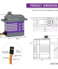 Diagram showing dimensions of Beefed Up Micro Brushless Servo Motor SDS2451 with Full Metal Case, suitable for RC applications.