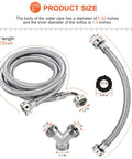 Upgraded 6Ft Premium Steam Dryer Hose Installation Kit showing 6 stainless steel hoses and brass Y connector