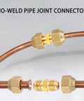 Two Pack Copper Pipe Extension Joints For HVAC AC One Quarter Inch And Three Eighths Inch Coupling Adapters With Flare Nuts No Weld