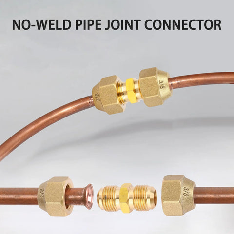 Two Pack Copper Pipe Extension Joints For HVAC AC One Quarter Inch And Three Eighths Inch Coupling Adapters With Flare Nuts No Weld