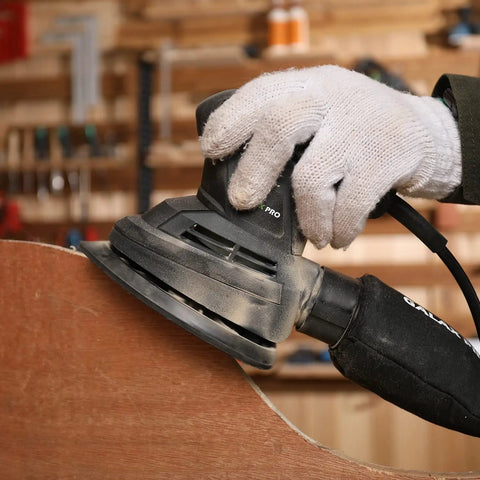 Detail Sander 1.7A 15000 OPM Compact Electric Sander With Handy Dust Bag And 20 Sandpapers used on wood edge