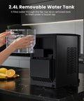 Countertop Nugget Ice Maker With Dispenser For Home Kitchen Bar Office Delivers 44 Lbs Per Day Of Chewable Nugget Ice Self Cleaning Removable Two Point Four Liter Water Tank One Click Operation Black with water tank being removed