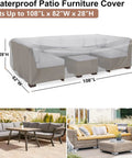 Heavy Duty Waterproof Patio Furniture Covers For Outdoor Sectional Sofa Sets And Table And Chair Sets Fits Up To 6-8 Chairs 108 In L By 82 In W By 28 In H All Weather Protection Year Round