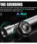 Rock Solid ER Collet Set For CNC Milling And Lathe Machining showing A-Nut and finely ground tool holder for precise clamping.