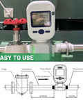 Portable Digital Thermal Mass Flow Meter With Quarter Inch NPT Threads For Compressed Air Nitrogen And Oxygen, Accurate 0 To 20 L Per Minute Readouts display and installation diagram