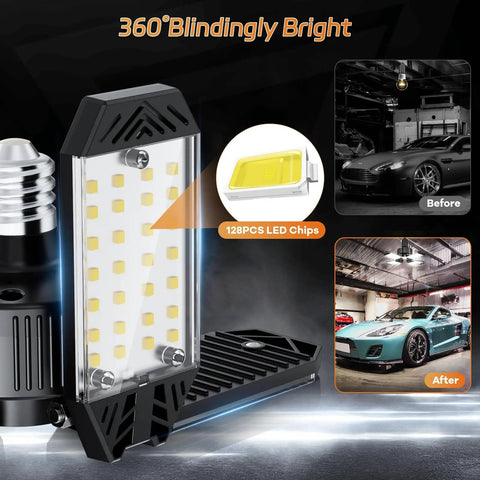 Hella Bright 120W LED Garage Light With Four In One Deformable Panels 12000LM 6500K Daylight E26 E27 for garage lighting