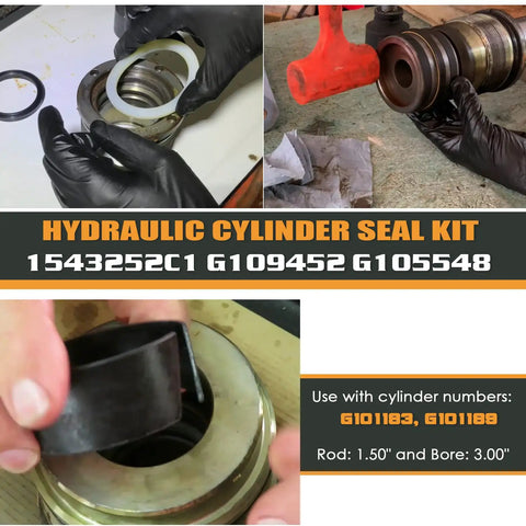 Hydraulic Cylinder Seal Kit 1.5 Inch Rod And 3 Inch Bore Heavy Duty Replacement Fit For Case Loader installation and components