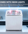 Kickass Countertop Glass Froster Ultra Fast Chiller Hella Quick One Touch Cooling For Cocktails Wine Beer Dope LED Color Light overlooking neon lights.