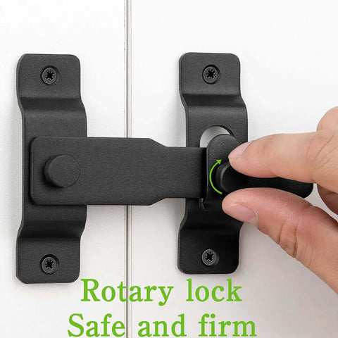 Hand using Matte Black Flip Latch Gate Latch Lock For Barn Fence And Sliding Doors Heavy Duty Stainless Steel Gate Hardware