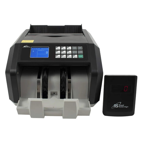 Front view of a High Speed Money Counting Machine With UV MG And IR Counterfeit Detection Value Counting And 3 Phase Security Scan