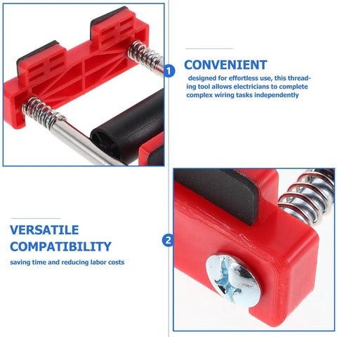 One Hand Wire Pulling Tool For Electricians Pro Grade Durable Plastic Steel Construction Easy Cable Threading Aid For Junction Boxes And Office Upgrades Diy Friendly Streamlined Wiring For Neat Professional Results, red