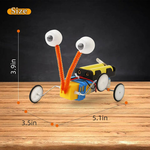 Four Pack Robot Kits For Kids Ages 8 And Up, STEM Crafts And Robotics Projects, Electronics Building Kit for Boys and Girls on display with size measurements