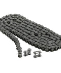 One Quarter Inch Pitch Roller Chain, Three Feet Long, 144 Links, Carbon Steel With Two Free Master Links shown on table