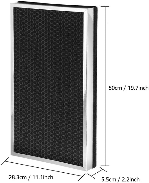 2 Pack Replacement Filters For MA Series 112 V2.0 Air Purifier 3 In 1 HEPA Activated Carbon Filter shown with dimensions
