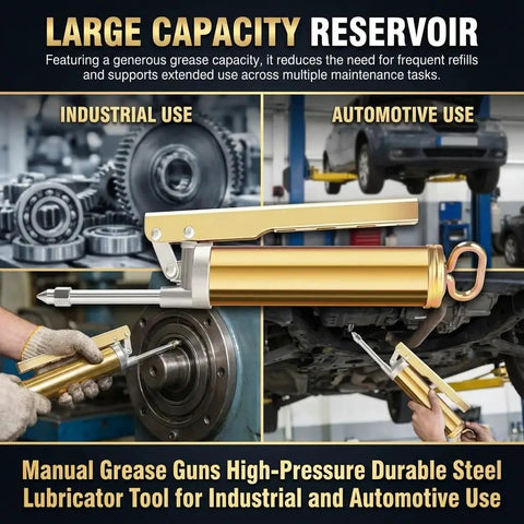 200cc Manual High Pressure Grease Gun With Handle For Industrial Equipment And Auto Repair Delivers Pro Grade High Pressure Lubrication For Quick Clean And Efficient Maintenance In Tough Shop Environments