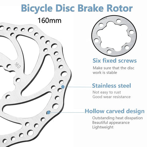160mm Stainless Steel Bike Disc Brake Rotor For Road And Mountain Bikes Beefy Stopping Power Durable All Weather Performance
