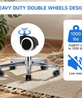 Five Piece Replacement Office Chair Wheels Set, Universal Casters For Study Chairs showing heavy duty double wheels