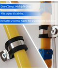 HOLADAWN 60-piece 304 stainless steel cable clamps kit with rubber cushions for pipes and hoses, five sizes 1/4–1 in