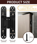 Six Inch Hidden Door Hinges Invisible Hinges Two Pack Heavy Duty Zinc Alloy Three Way Adjustable Butt Hinge with side view