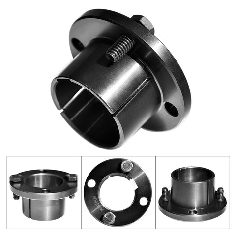 Workhorse H Style Pulley Bushing Featuring Rock Solid Carbon Steel Build With Slick 1 3/8 Inch Bore Split Taper Locking Design For Keyed Shafts And Reliable Transmission Parts Ready To Go The Extra Mile On Your Shop Floor, shown from multiple angles.