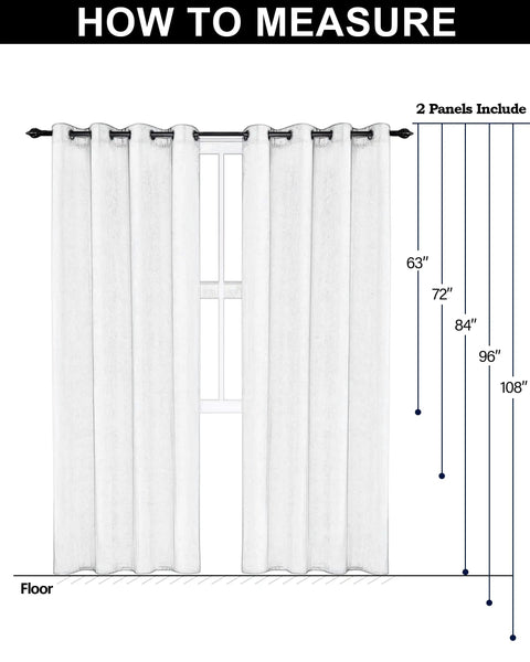 Measurement guide for Sky Blue Velvet Curtains 72 Inch Long With Grommets, set of 2 panels shown on window.