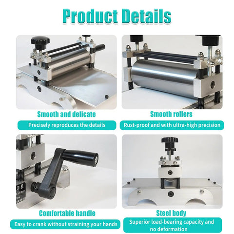 Desktop Intaglio Relief Printmaking Press With Manual Roller And Hand Crank Pro Grade Steel Plate Welded Frame For Stable Embossing