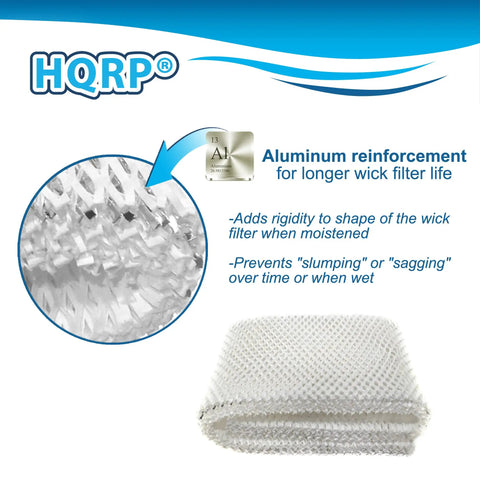 Close-up of 2 Pack Wick Filter Replacement For Kenmore Console Humidifiers 14410 14411 15412 29979 29980 29981 29982 And More EF1 Compatible Emerson MoistAir MAF1 Filter showing aluminum reinforcement.