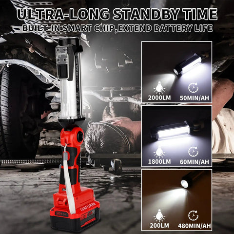 2000LM LED Work Light For Craftsman 20V Battery Compatible used under car showcasing brightness and versatility