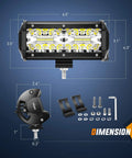 Diagram of Two Pack 6.5 Inch 120W LED Spot And Flood Combo Driving Lights with dimensions and mounting hardware.