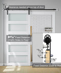 Glass and Wood Barn Door 32 by 80 Inches with Sliding Hardware Kit installed in modern home with space-saving design.