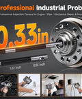 Dual Lens Articulating Borescope With 1080P Endoscope Camera, Two Way Flex Probe, 5.3ft Semi Rigid Cable For Engines, Pipes, HVAC Ducts And Industrial Equipment See Hidden Damage Clearly. 0.33 in probe for engine and pipe inspection