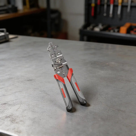 All In One Wire Stripper Tool For Electricians With Carbon Steel Pliers on a workshop table