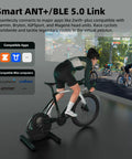 Smart Indoor Bike Trainer With 2200W Brushless Motor 19 Percent Gradient Simulator used with Zwift app on screen