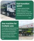 Road Ready Concrete Boom Pump And Mobile Mixer Truck Rig Slick Setup Full Process Integration Built Tough For House Building showing hydraulic lifting hopper.
