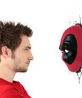 Man faces Deadpool 3D Deco Light Mask Wall Decor Cordless Battery Operated Led Night Light with Sticker on wall
