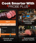 Smart Wireless Meat Thermometer With 6 Sensor Array 0.5S Instant Read IP67 Waterproof Digital Food Thermometer displaying cooking app and meat doneness chart