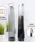 Two XL Portable Bidet Water Chamber Extension Tank 290mL Capacity for Travel Bidet Sprayer, water-tight cap shown, Blaux brand visible.