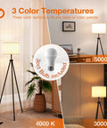 Mid Century Tripod Floor Lamp With Beige Fabric Shade, Modern Living Room Standing Lamp, 3 Color Temperature LED Bulb