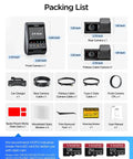 Packing list for Top Notch 4K Front Dash Cam with accessories and optional microSD cards.