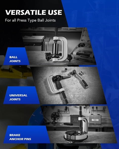 Orion Master ball joint press kit, 23-piece automotive tool set with C-frame and adapters