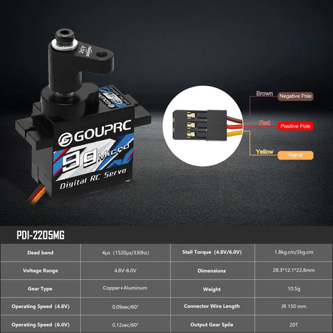 9G Micro Digital Servo With Metal Gears For ARRMA Granite GROM Typhon And GROM 1 18th To 1 14th RC Cars Upgrade