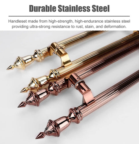 Vintage Style Stainless Steel Heavy Duty Barn Door Handle Set in gold and bronze finish, front view.