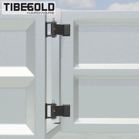 Image showing Weld On Trailer Hinges Heavy Duty Tailgate Strap Hinge With Grease Zerk Greaseable Strap Style mounted on tailgate.