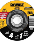 Close-up of 5 Pack 4.5 Inch Metal Cutting Wheels With .045 Inch Thickness For Fast Burr Free Cuts Aluminum Oxide Grain label