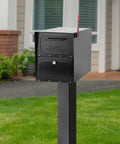 Oasis 28 Inch Pedestal Mailbox Post In Galvanized Steel Weatherproof Black Powder Coat Built To Last Outdoor Mailbox Support